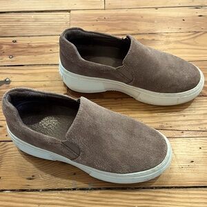 J Slides Platform Taupe Suede Loafers